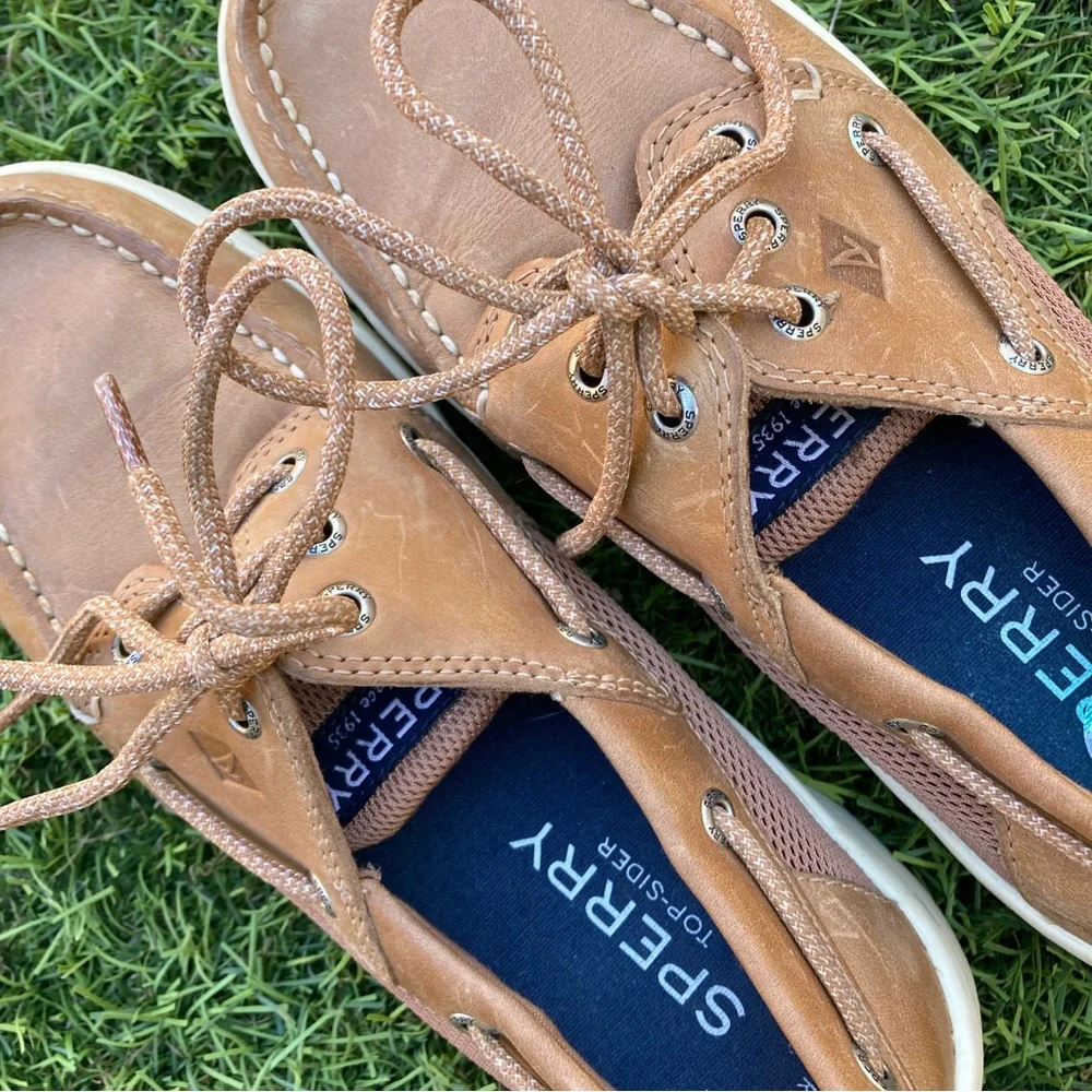 Leather Sperry Topsiders Tan Boat Shoes Dock Shoes